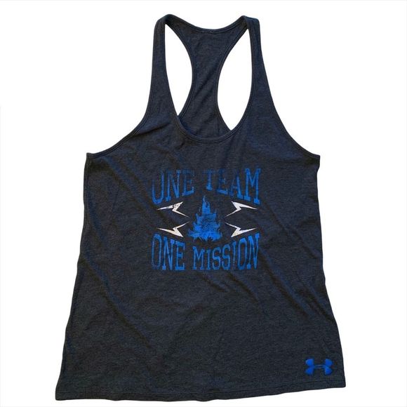 Under Armour Tops - Under Armour Tough Mudder Tank Top Charged One Team One Mission Gray Racerback